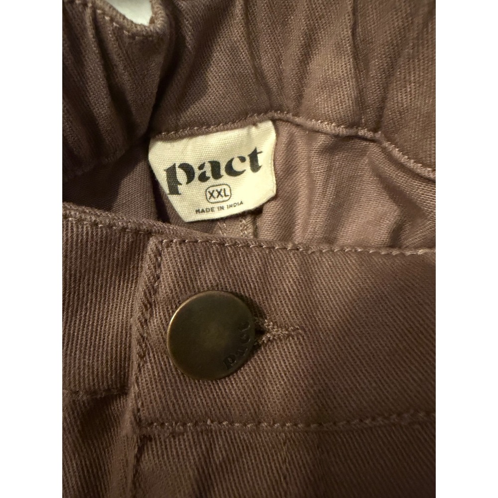 Pact Organic Cotton Wide Leg Pants Womens XXL Brown Elastic Waist Sustainable - Picture 3 of 8